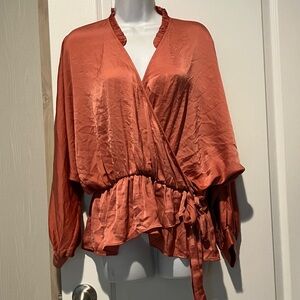 Marc New York Rust Wrap Blouse